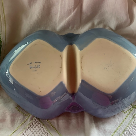 Vintage California Winfield Porcelain China Double Serving Dish Bamboo Pattern - Picture 3 of 4